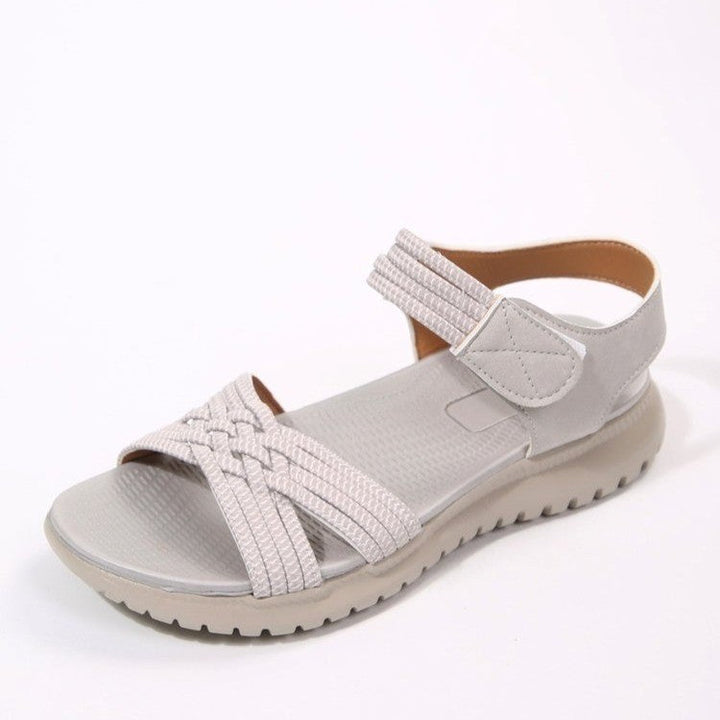 Damen Komfortable Sandalen mit geflochtenen Riemen und elastischem Band Drune