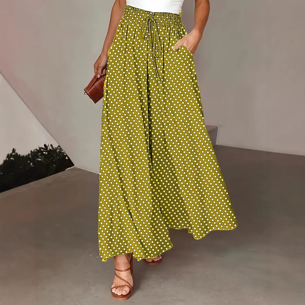 Damen Weit geschnittene Sommerhose mit Punkte-Design Drune
