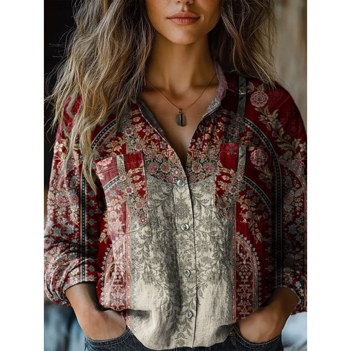 Damen Modische Bluse mit Paisleymuster Drune