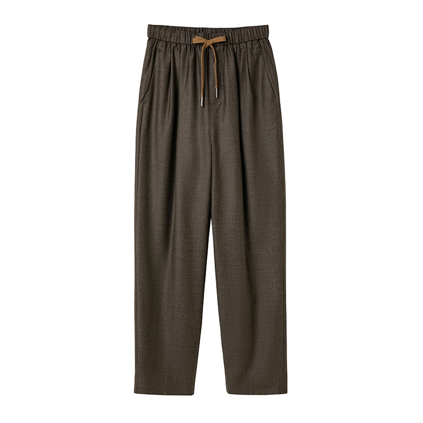 Damen Relaxed-Hose mit elastischem Bund, Tunnelzug und geradem Bein Drune
