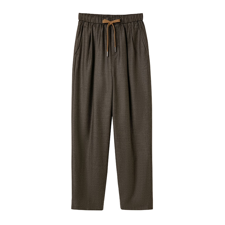 Damen Relaxed-Hose mit elastischem Bund, Tunnelzug und geradem Bein Drune