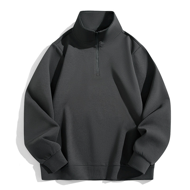 Herren Oversized-Halbzip-Sweatshirt mit hohem Stehkragen, schwerer French-Terry und minimalistischem Design Drune