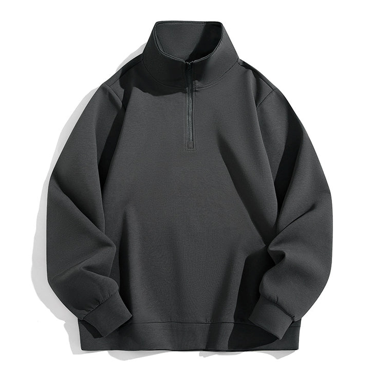 Herren Oversized-Halbzip-Sweatshirt mit hohem Stehkragen, schwerer French-Terry und minimalistischem Design Drune