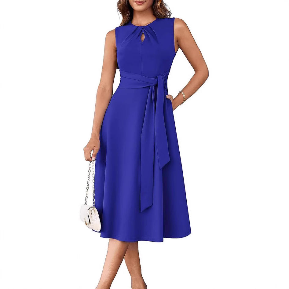 Damen Midi-Kleid mit schickem Bindegürtel und elegantem Schnitt Drune