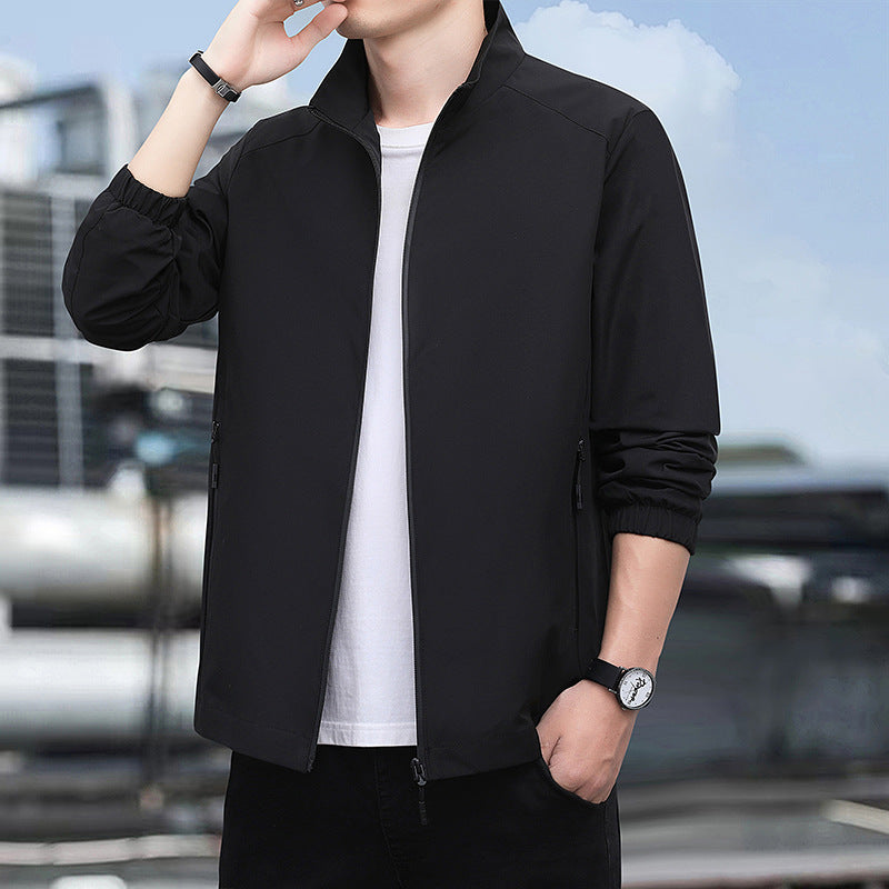 Herren Leichte Softshelljacke mit Stehkragen, durchgehendem Reißverschluss und elastischen Bündchen Drune
