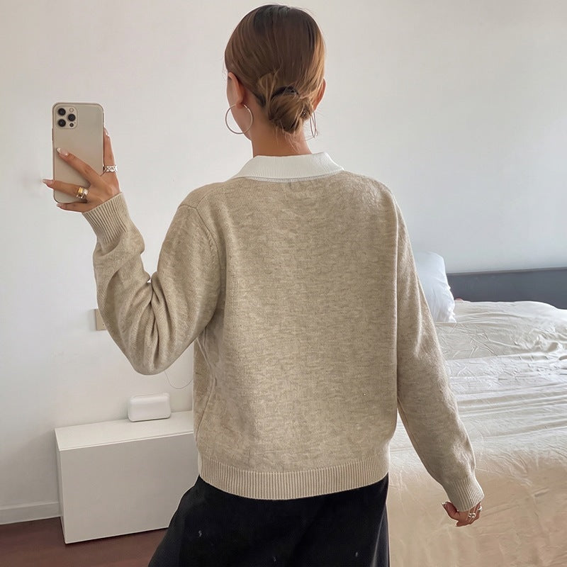 Damen Modischer Pullover mit Rautenmuster Drune