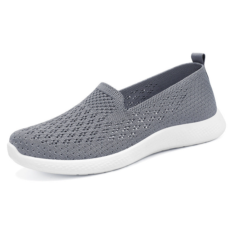 Damen nan nahtloser Strick-Slipper mit perforierter Luftnetzstruktur, ergonomischem Memory-Fußbett und leichter EVA-Dämpfung Drune