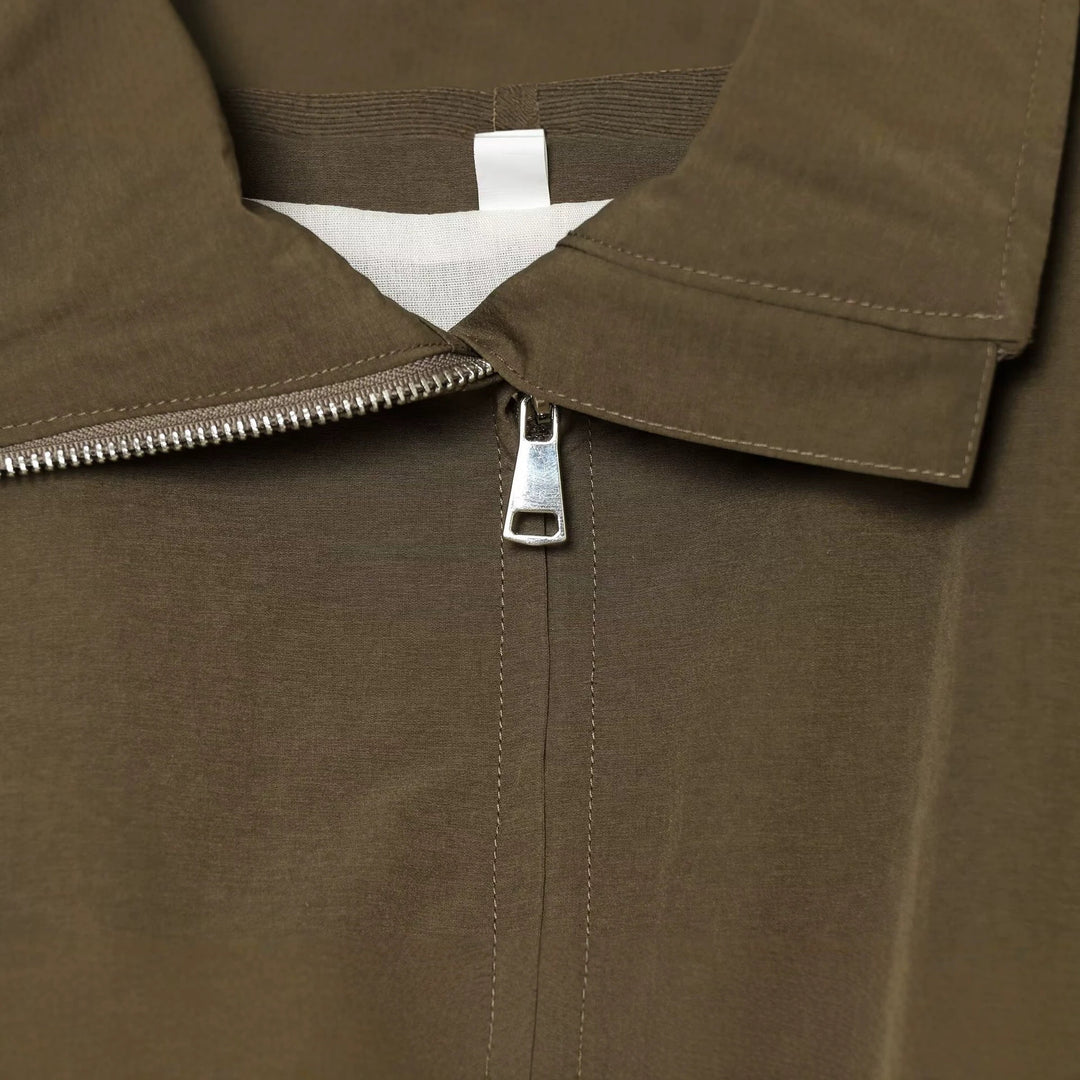 Damen Cropped Boxy-Utility-Jacke mit Reißverschluss und Tunnelzugsaum Drune