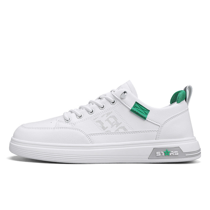 Herren minimalistische Kunstleder-Sneaker mit belüfteter Zehenperforation und gepolsterter Fersenschlaufe Drune