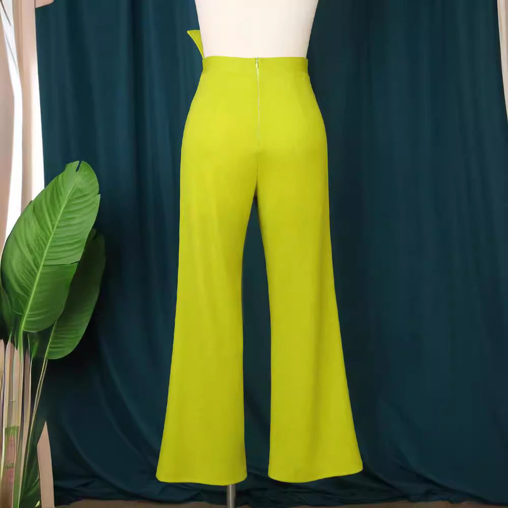 Damen High-Waist Palazzo-Hose mit eleganter Schnalle Drune