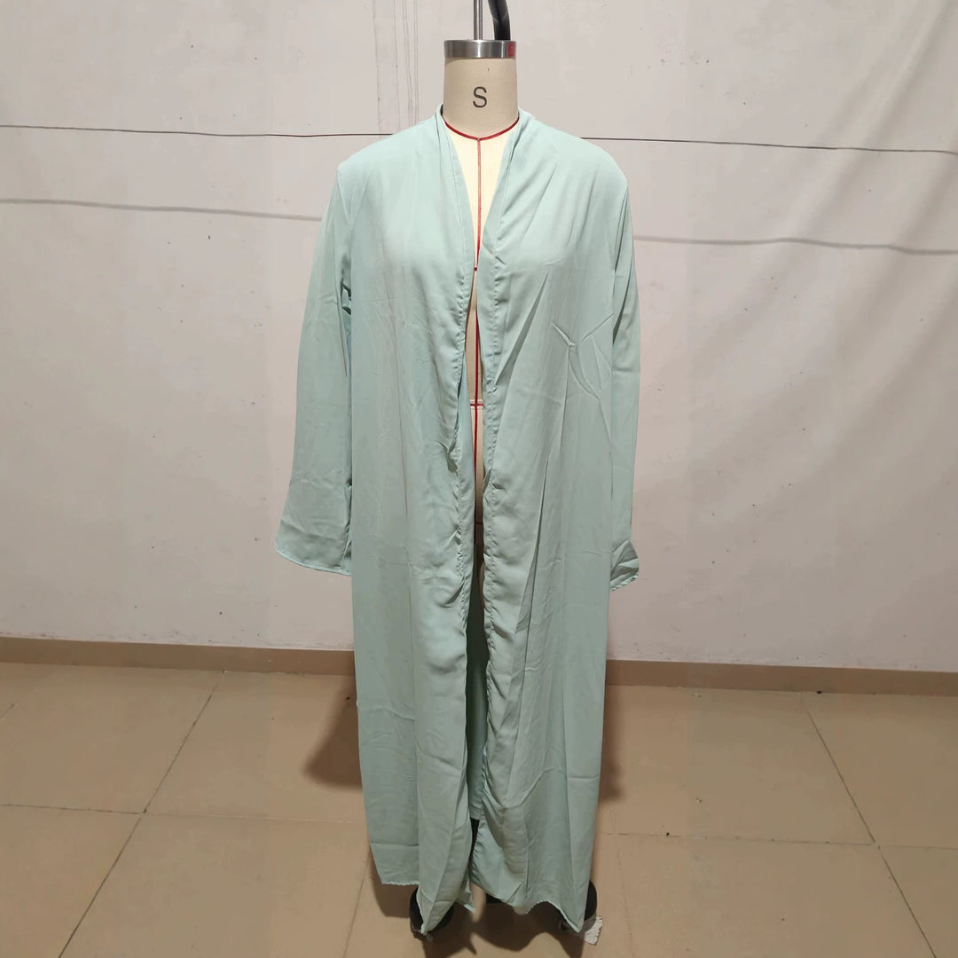 Damen Langer Kaftan‑Mantel mit fließender V‑Ausschnitt Drapierung Drune