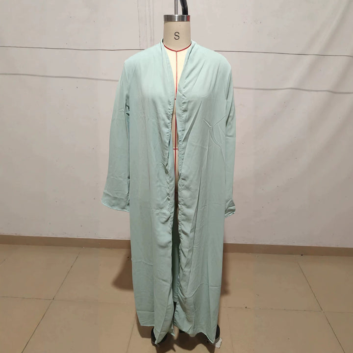 Damen Langer Kaftan‑Mantel mit fließender V‑Ausschnitt Drapierung Drune