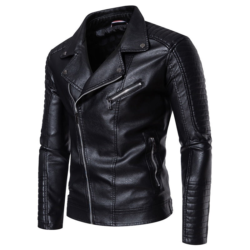 Herren Modische Kunstleder Bikerjacke Drune
