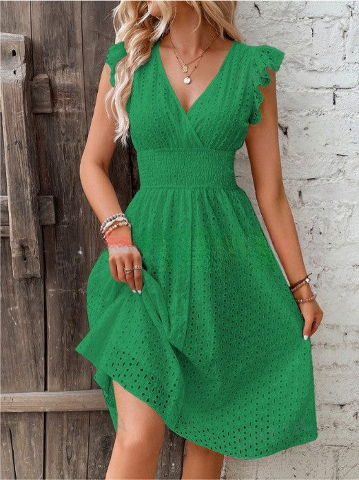 Damen Sommerkleid mit eleganten Spitzenärmeln Drune