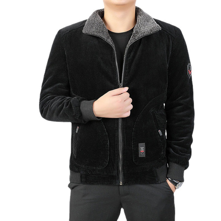 Herren Kurz geschnittene Cord‑Bomberjacke mit Teddykragen und Rippbündchen Drune