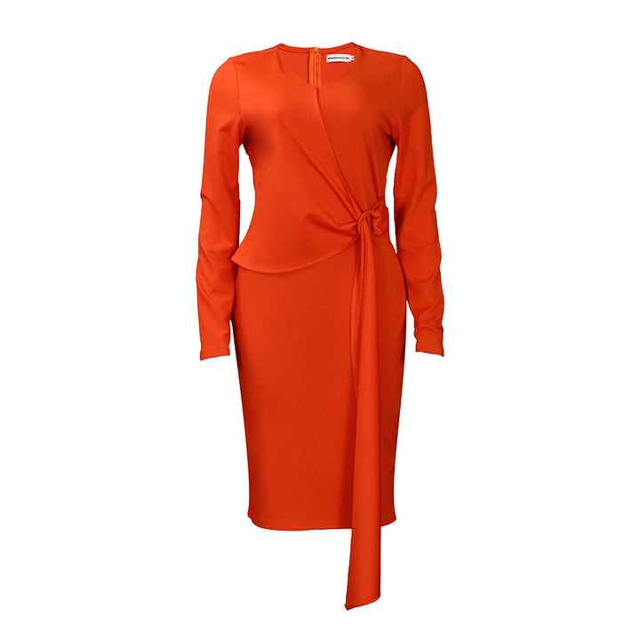 Damen Wickelkleid mit elegante Drapierung und modischem Taillengürtel Drune