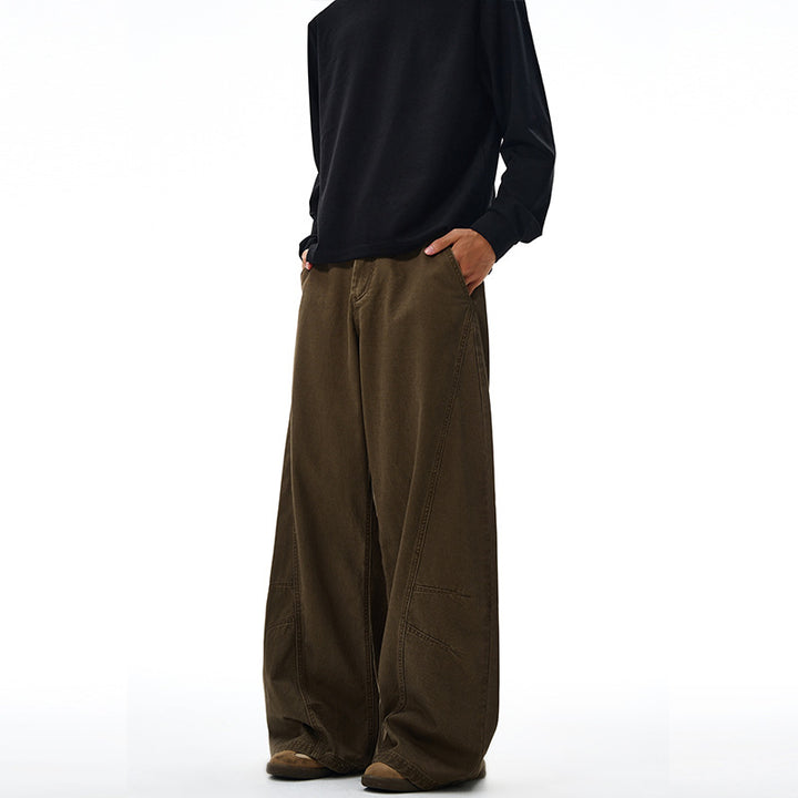 Herren Baggy-Palazzo-Hose aus schwerem Baumwoll-Canvas mit verstärkten Knieeinsätzen Drune