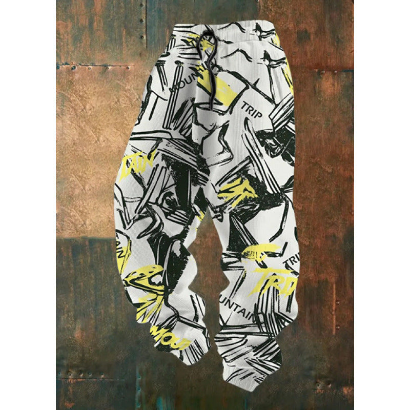 Damen Bequeme Freizeithose mit kreativem Druck Drune