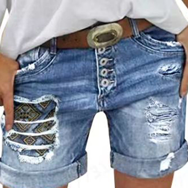 Damen modische destroyed Jeansshorts Drune