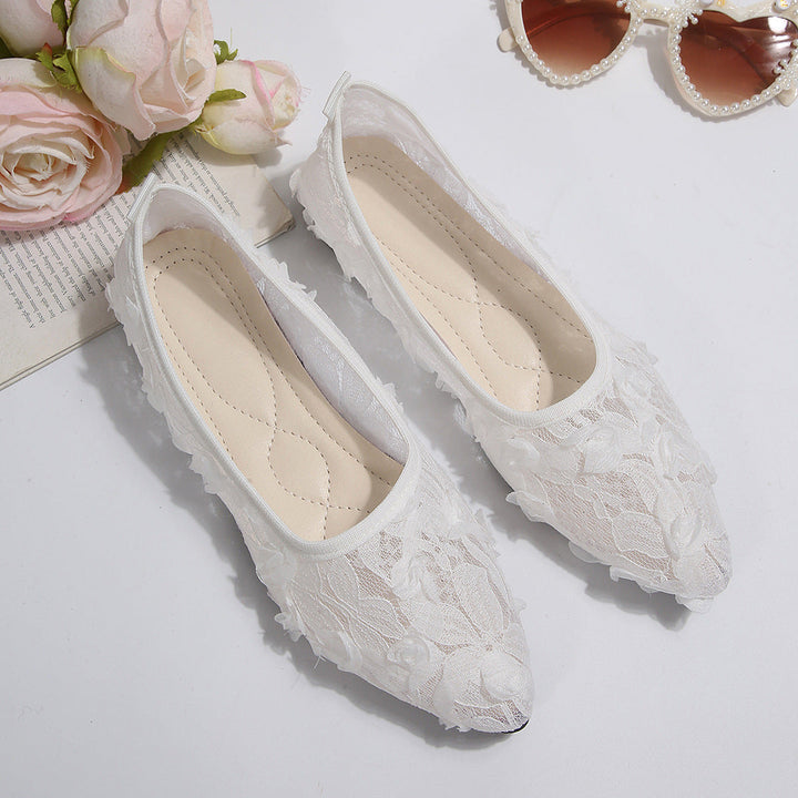Damen elegante Ballerinas mit floralem Spitzen-Design Drune
