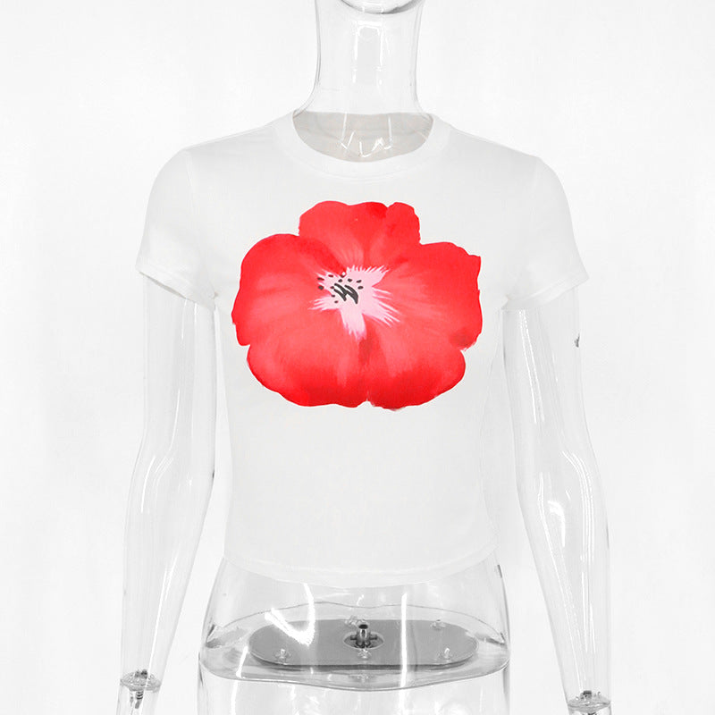 Damen Crop-T-Shirt mit floralem Print Drune