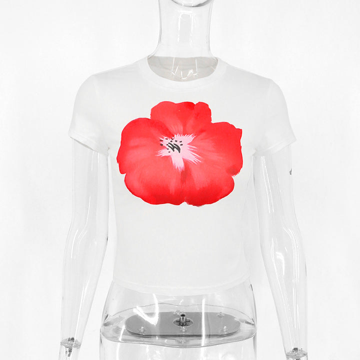 Damen Crop-T-Shirt mit floralem Print Drune