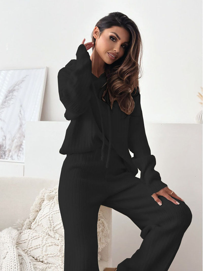 Damen Strickanzug mit Kapuze und weichem Material Drune
