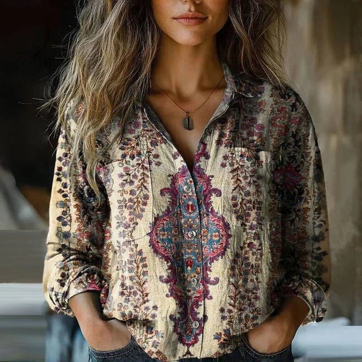 Damen Modische Bluse mit Paisleymuster Drune