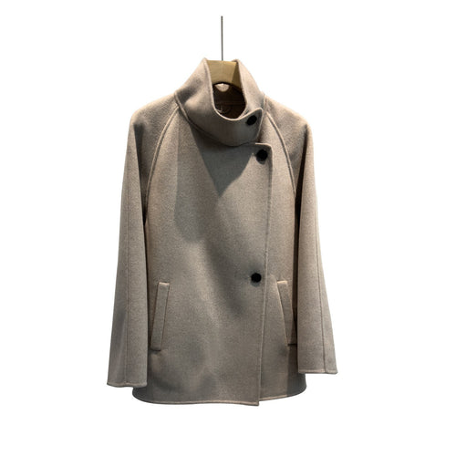 Damen luxuriöser Wollmischung Mantel Drune