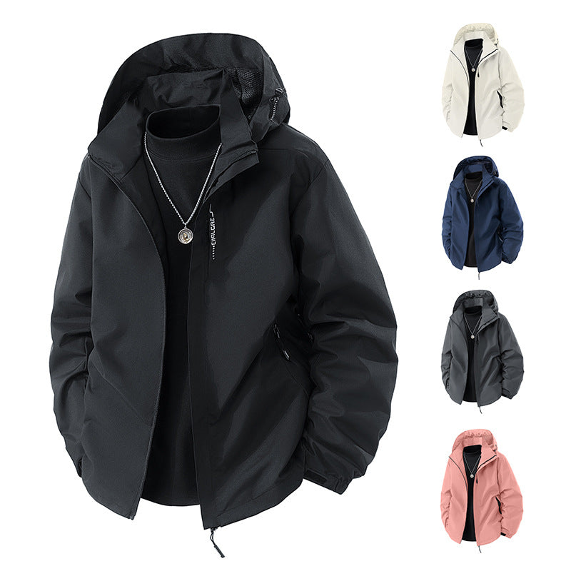 Herren Wasserabweisende Outdoor-Jacke mit Kapuze, winddichter Membran und verstellbarem Saum Drune