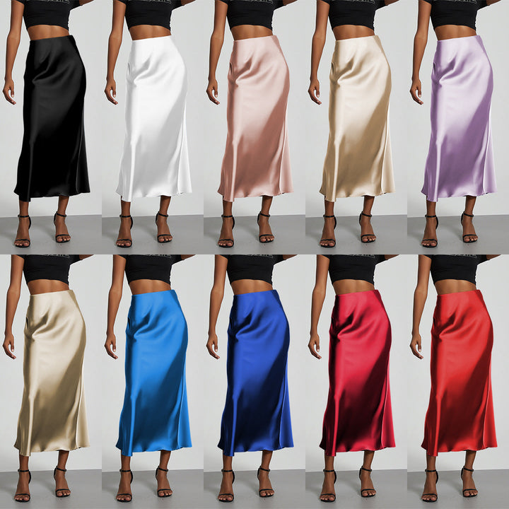Damen Elegante und fließende Satin Maxiröcke Drune