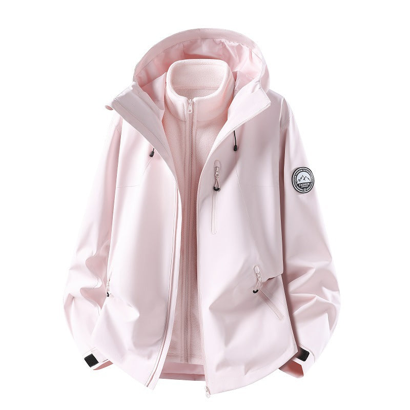 Herren dreiteilige Softshell-Outdoorjacke mit abnehmbarem Fleecefutter und Kapuze Drune