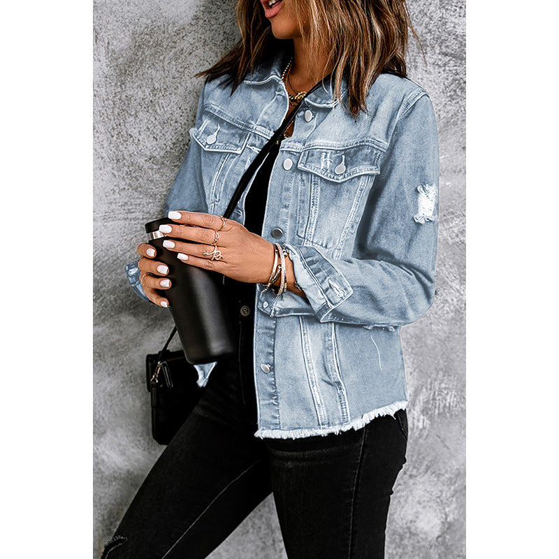 Damen Denim-Jacke mit lässigem Schnitt und funktionalen Taschen Drune