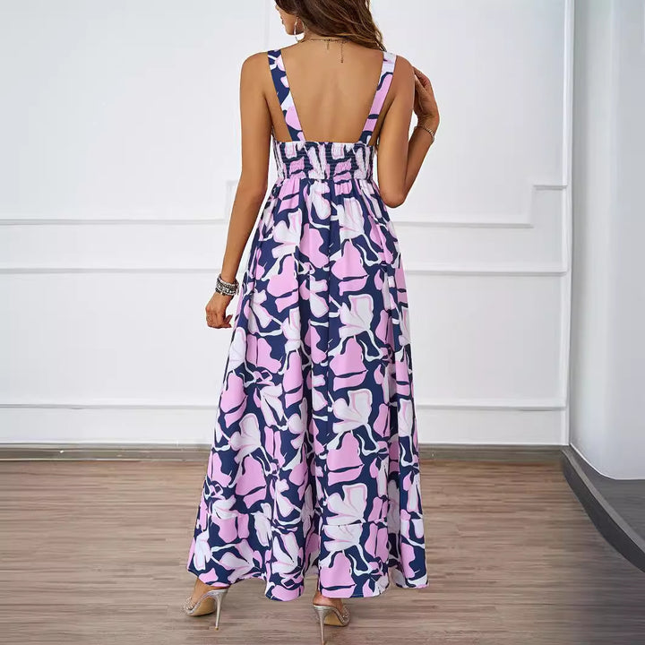 Damen Maxikleid mit floralem Design und raffinierten Trägern Drune