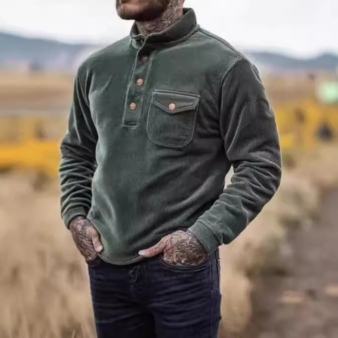 Herren Fleece-Hemd mit Knopfleiste und Brusttasche Drune
