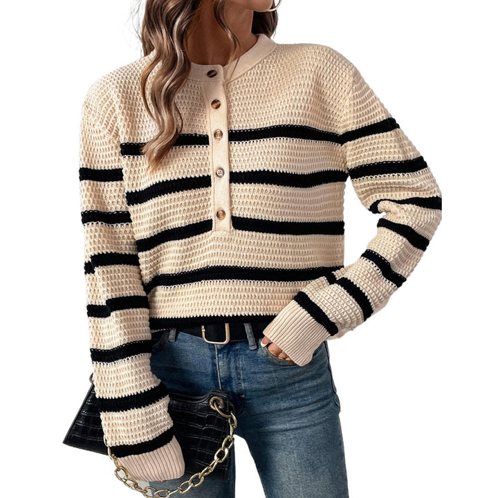 Damen Lässiger Strickpullover mit Knopfleiste Drune