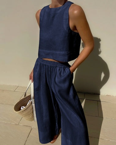Femme Entspanntes Fit Leinen Co-Ord Set Drune