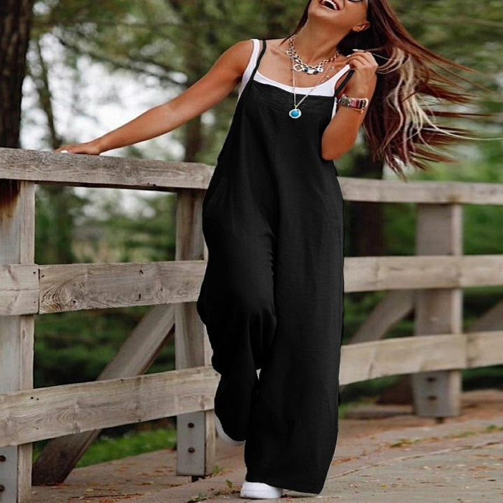 Damen Lässiger Jumpsuit mit weitem Bein und praktischen Taschen Drune