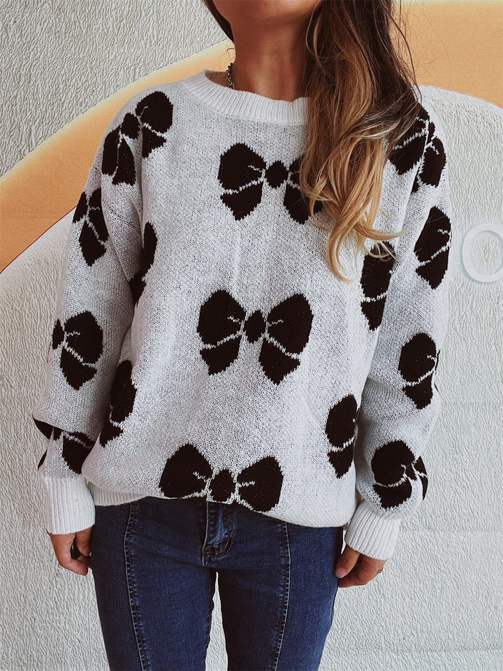 Damen Pullover mit verspieltem Schleifenmuster Drune