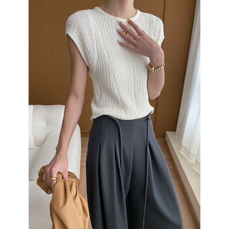 Damen elegantes Kurzarmshirt aus strukturiertem Gewebe Drune