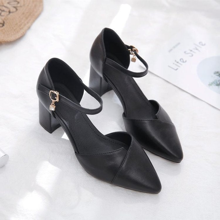 Damen elegante Halbschuhe mit modischer Schnallenverzierung und stabilen Blockabsatz Drune