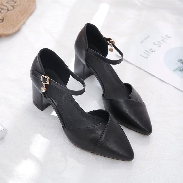 Damen elegante Halbschuhe mit modischer Schnallenverzierung und stabilen Blockabsatz Drune