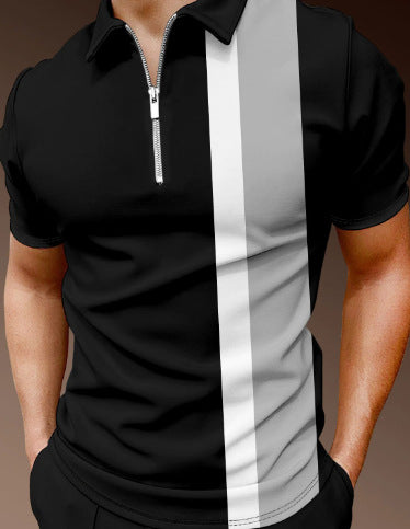 Herren Poloshirt mit maritimem Motiv und modernem Reißverschluss Drune