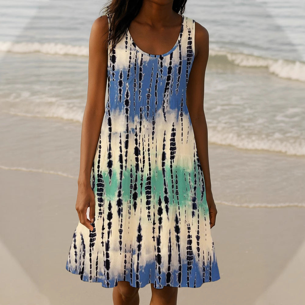 Damen Sommerliches A-Linien Kleid mit einzigartigem Ombre-Design Drune