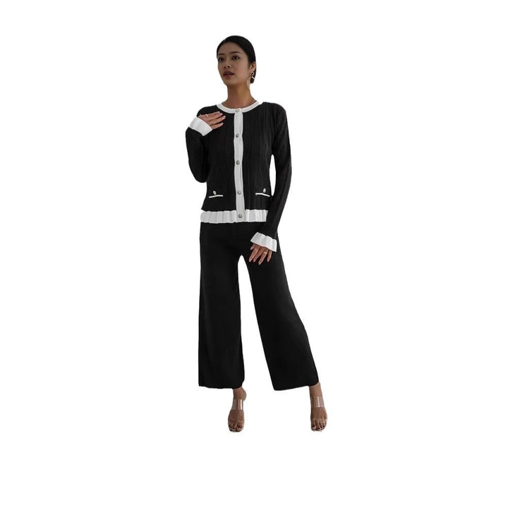 Damen Eleganter Strickanzug mit feinen Rippdetails und zeitlosem Design Drune