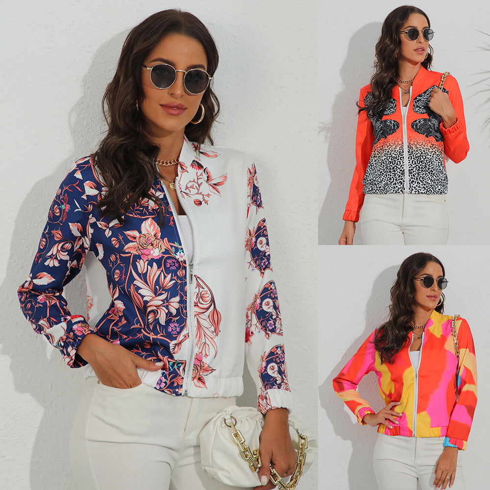 Damen sportliche Bomberjacke mit tierischem Print Drune