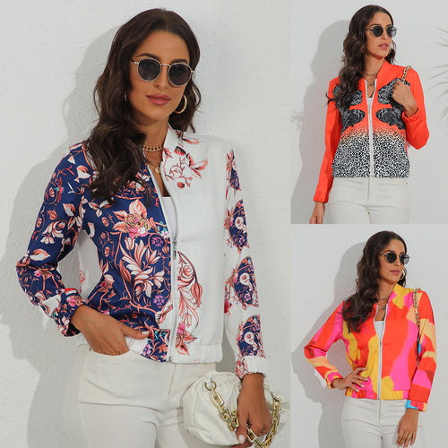 Damen sportliche Bomberjacke mit tierischem Print Drune