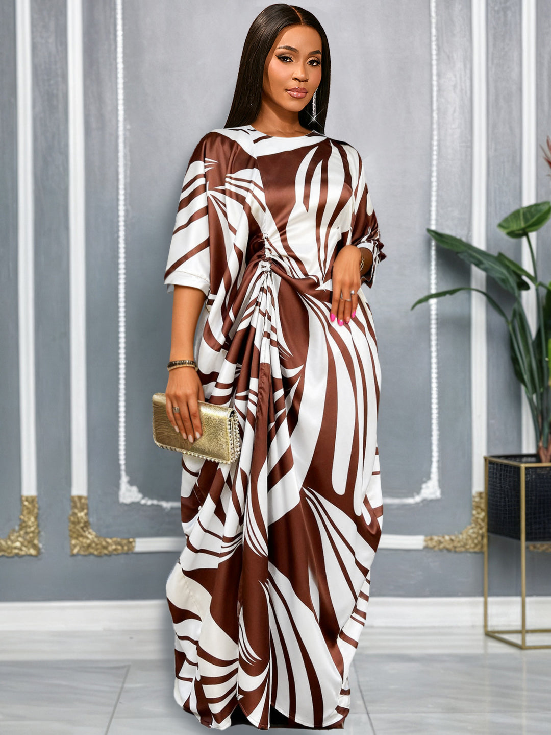 Damen luxuriöser Kaftan mit auffälligem Muster Drune