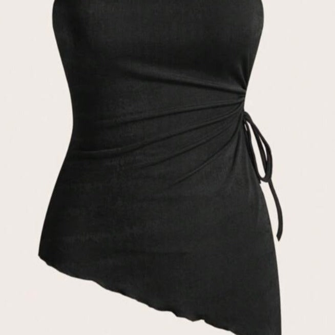 Damen Bandeau-Oberteil mit modischem Wickeldesign und verstellbaren Riemen Drune