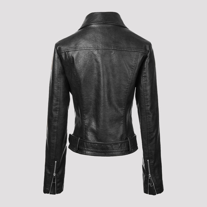 Damen Trendige Bikerjacke mit Taillengürtel Drune